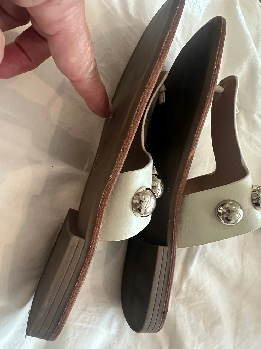 Marc Fisher White Studded Thong Sandals - Women